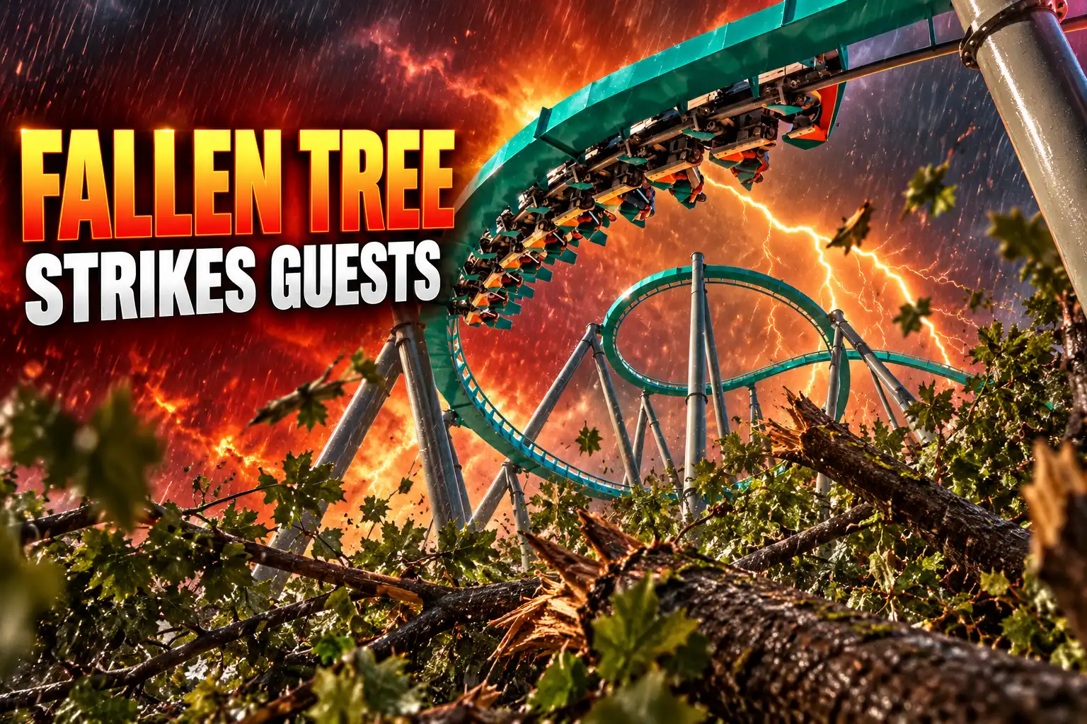 Six Flags Over Georgia fallen tree four guests injured