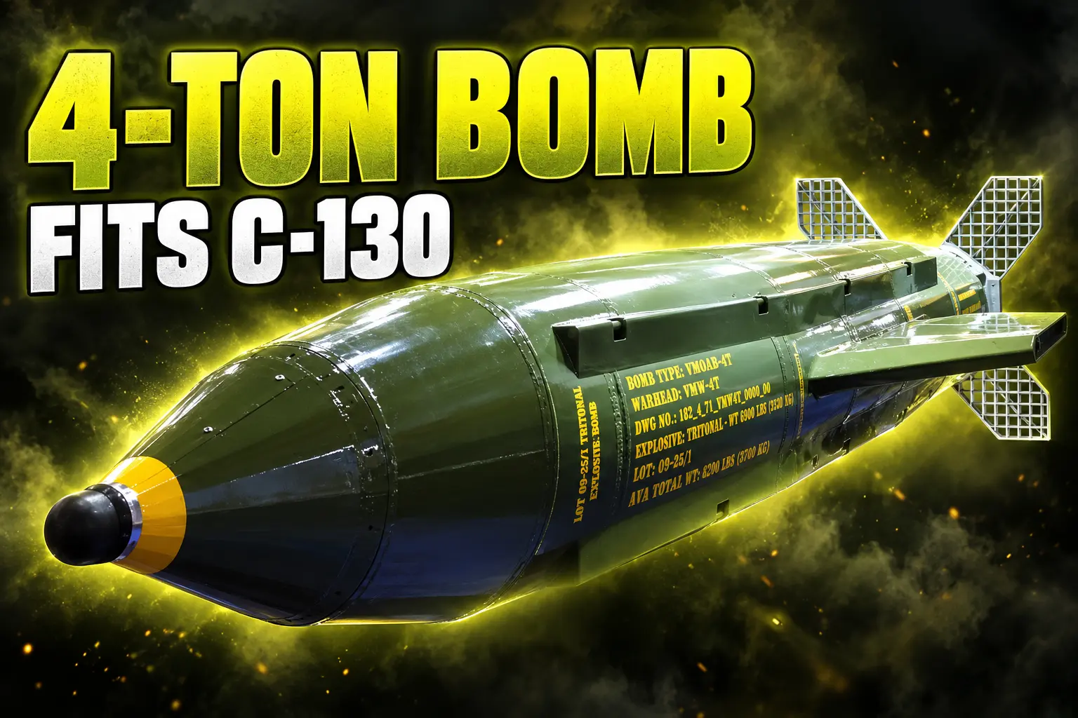 Vlatacom vMOAB-4T 3700 kg C-130 air burst bomb