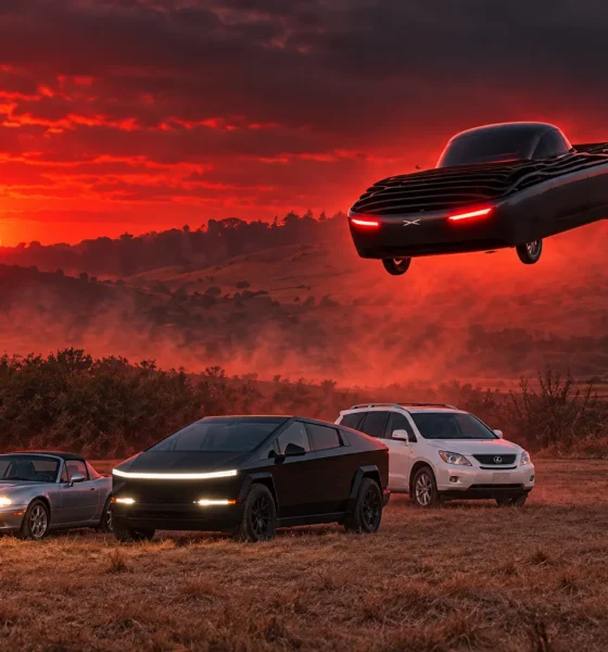 Alef flying car 1000th flight over Tesla Roadster