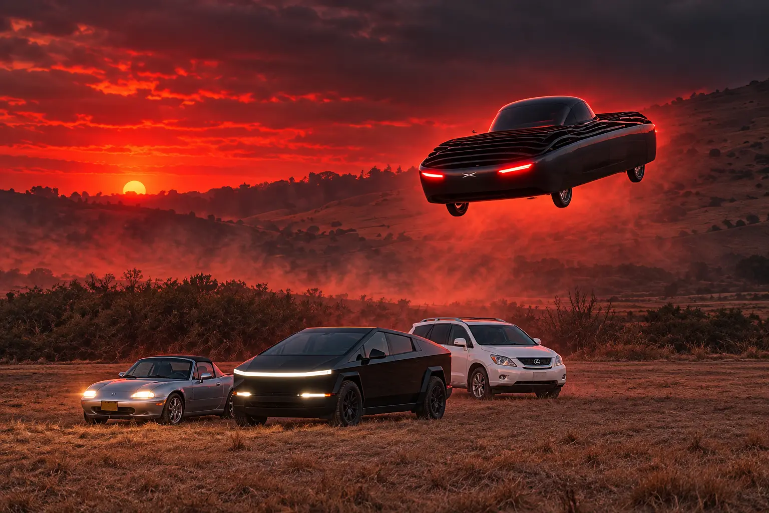 Alef flying car 1000th flight over Tesla Roadster
