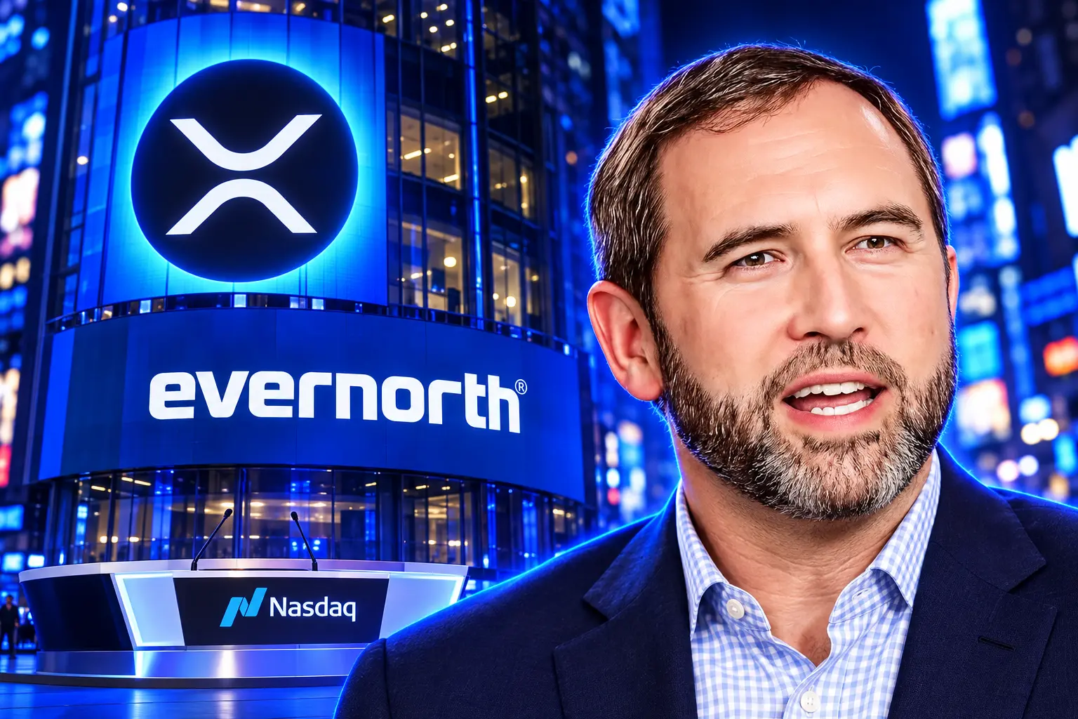 Evernorth Nasdaq bell with 473 million XRP