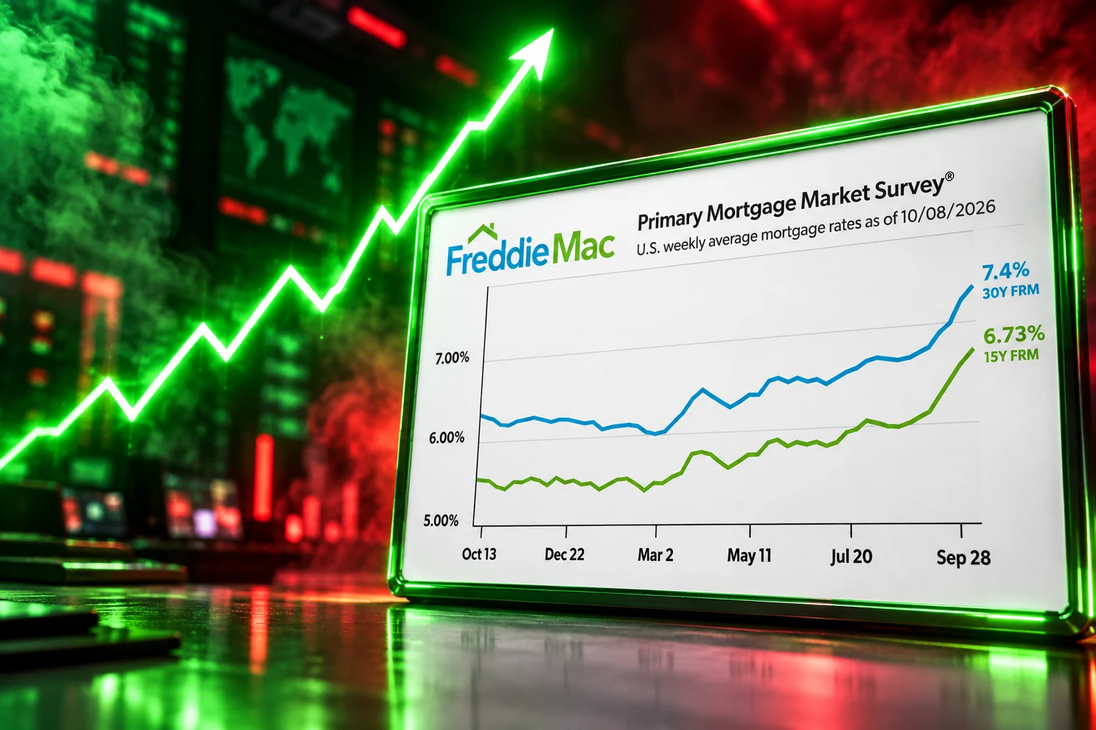 Freddie Mac 30-year mortgage rate 7.40 percent October
