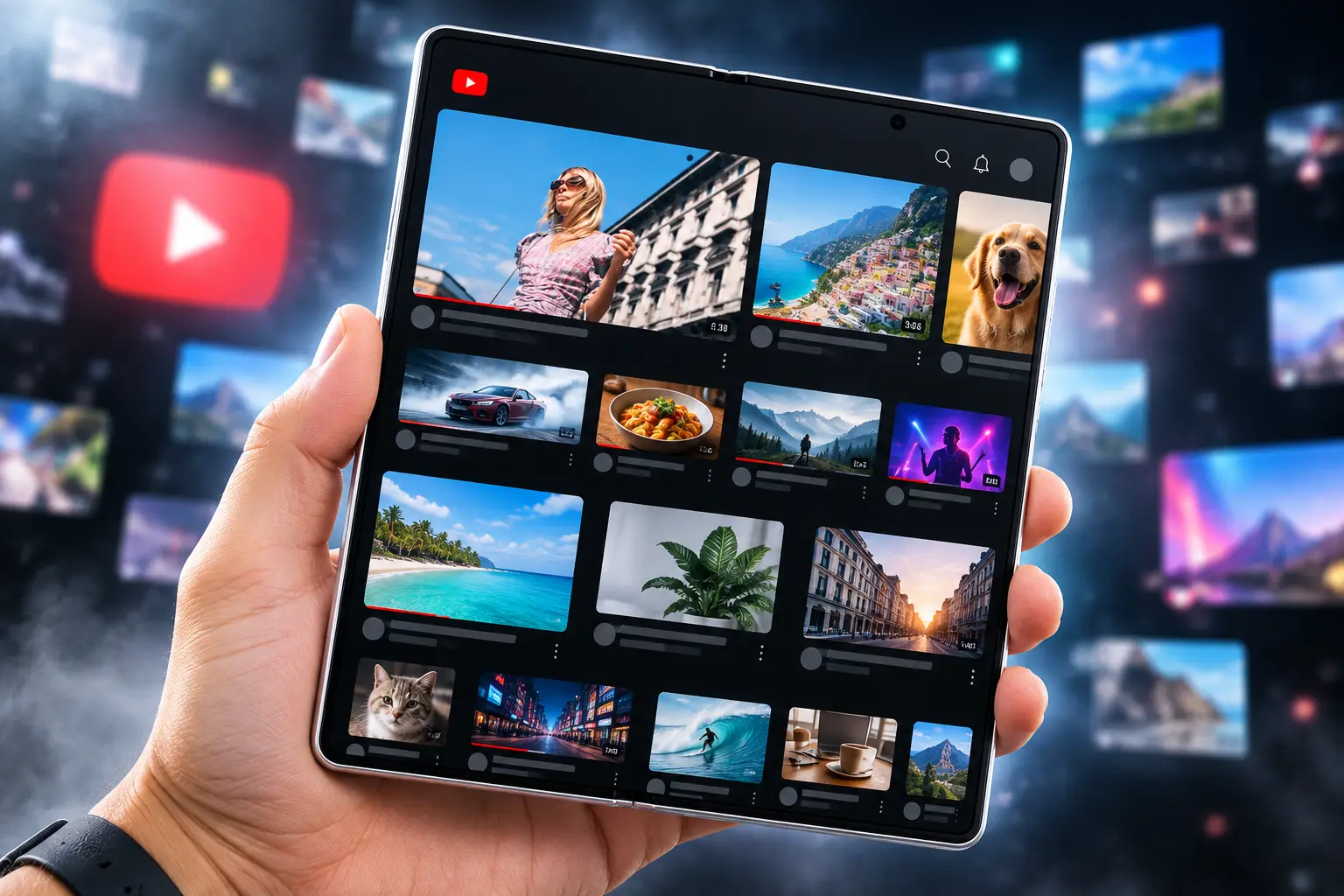 Galaxy Z Fold 8 YouTube thumbnail glitch both screens