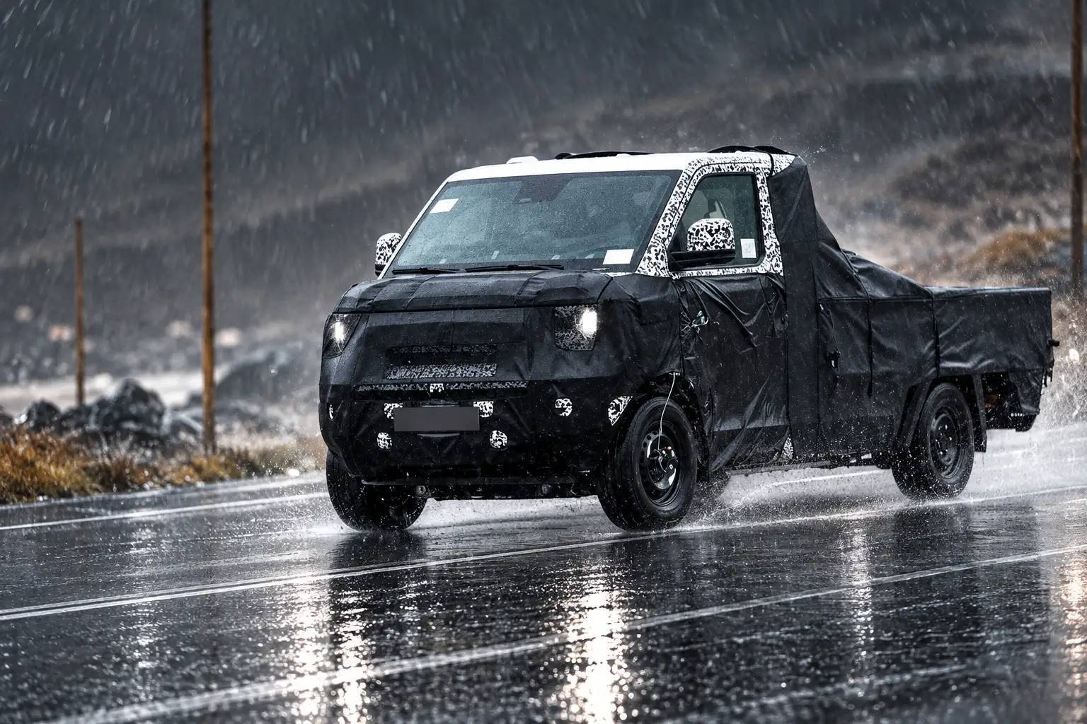 hyundai porter ev camouflage spy truck europe testing