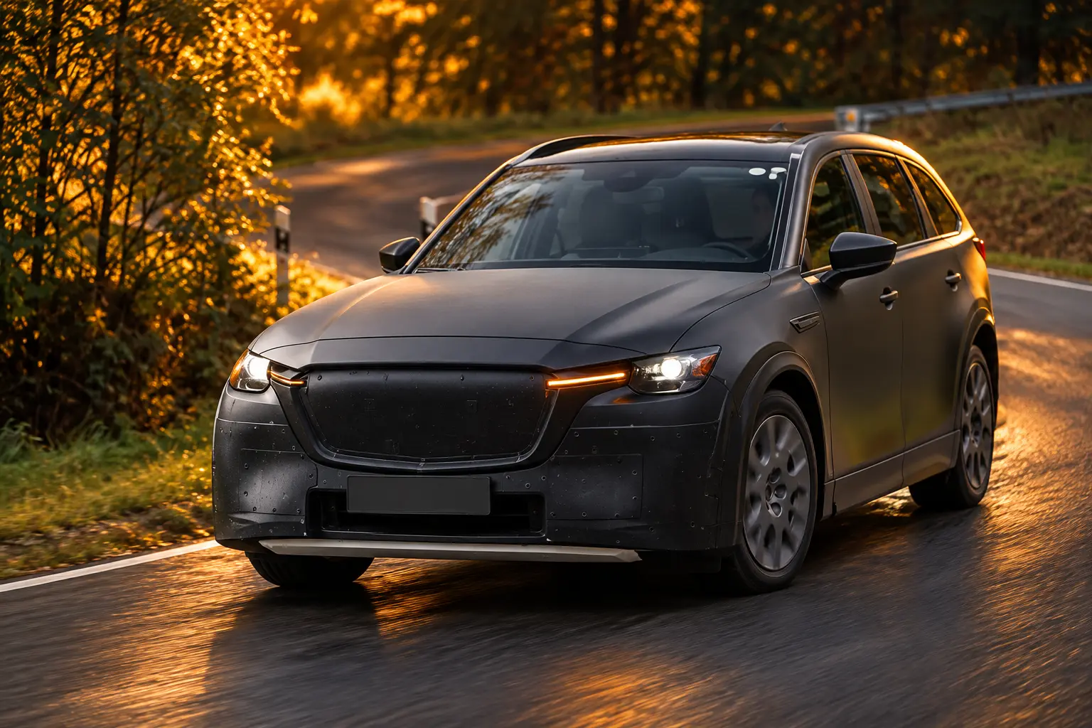 Mazda electric CX-90 prototype two-row mule testing