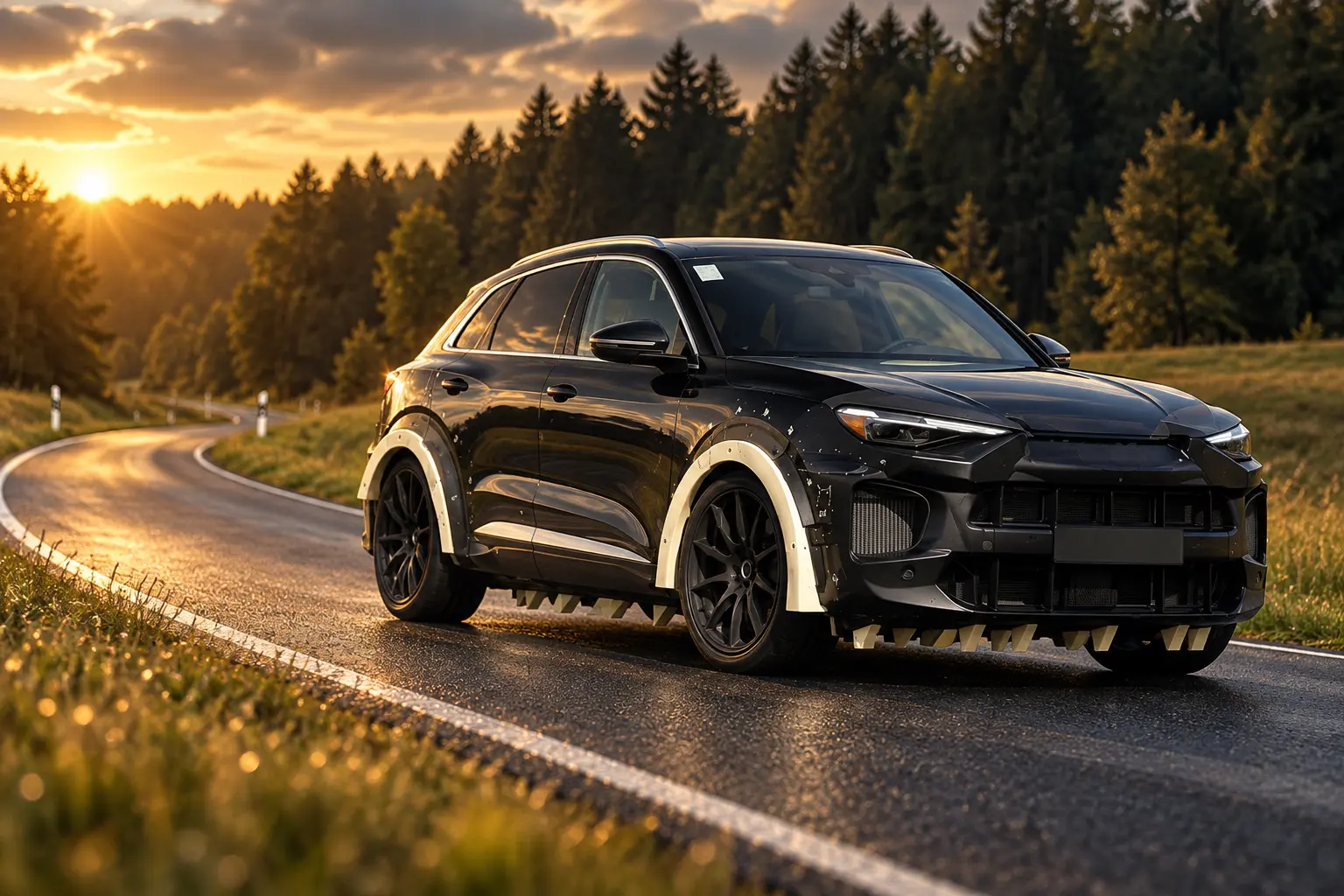 porsche gas macan mule nurburgring foam triangles