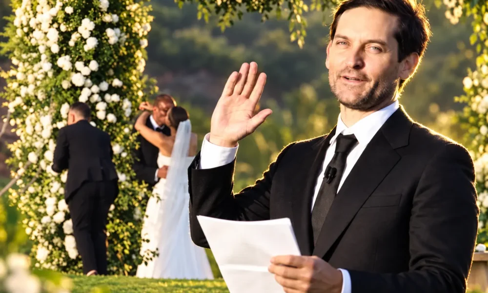 Tobey Maguire officiates Jennifer Meyer Lanai wedding